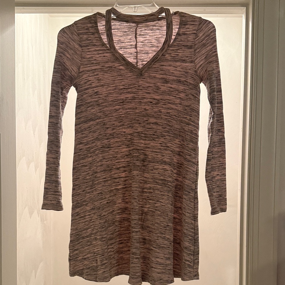 Chic Long Sleeve Heathered Dress